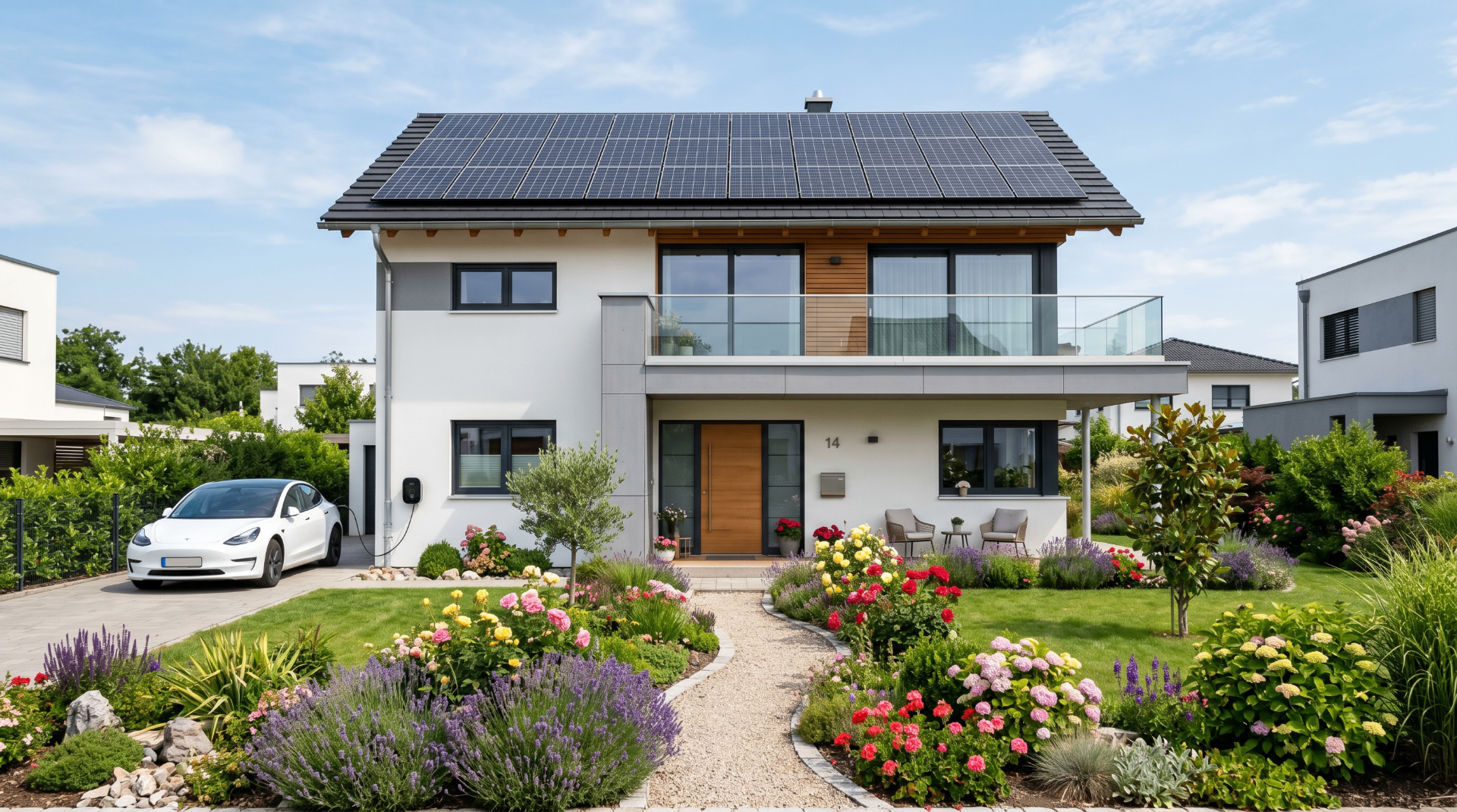 Villetta italiana con impianto fotovoltaico installato sul tetto